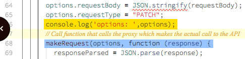 options du journal du code de débogage