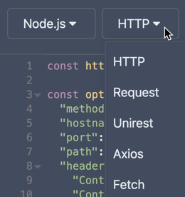 Sélectionnez la variante de code