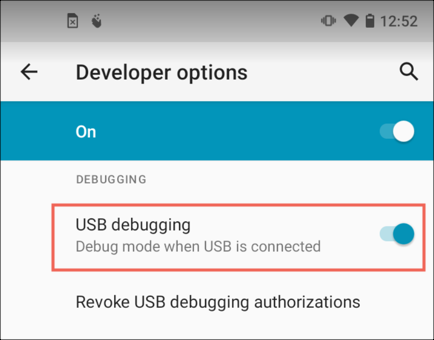 Activer le débogage USB